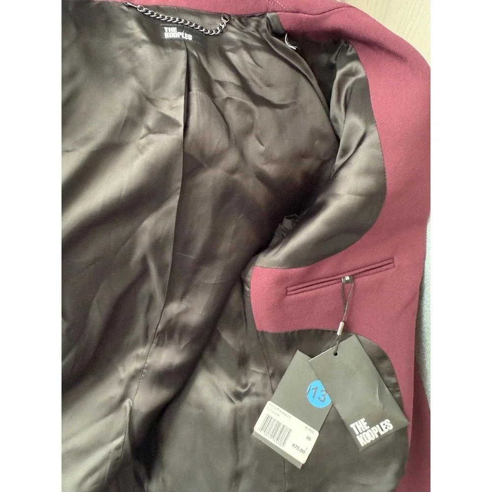 NWT The Kooples Blazer Burgundy Crepe French Designer Size FR/36 US/4